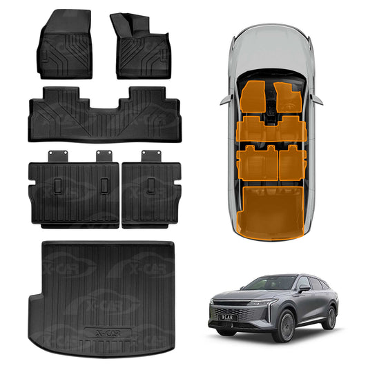 Floor Mats Boot Liner Set for Omoda Omoda 9 2025-Onwards All Weather Heavy Duty Car Trunk Cargo Kick Back Seat Protector Cover