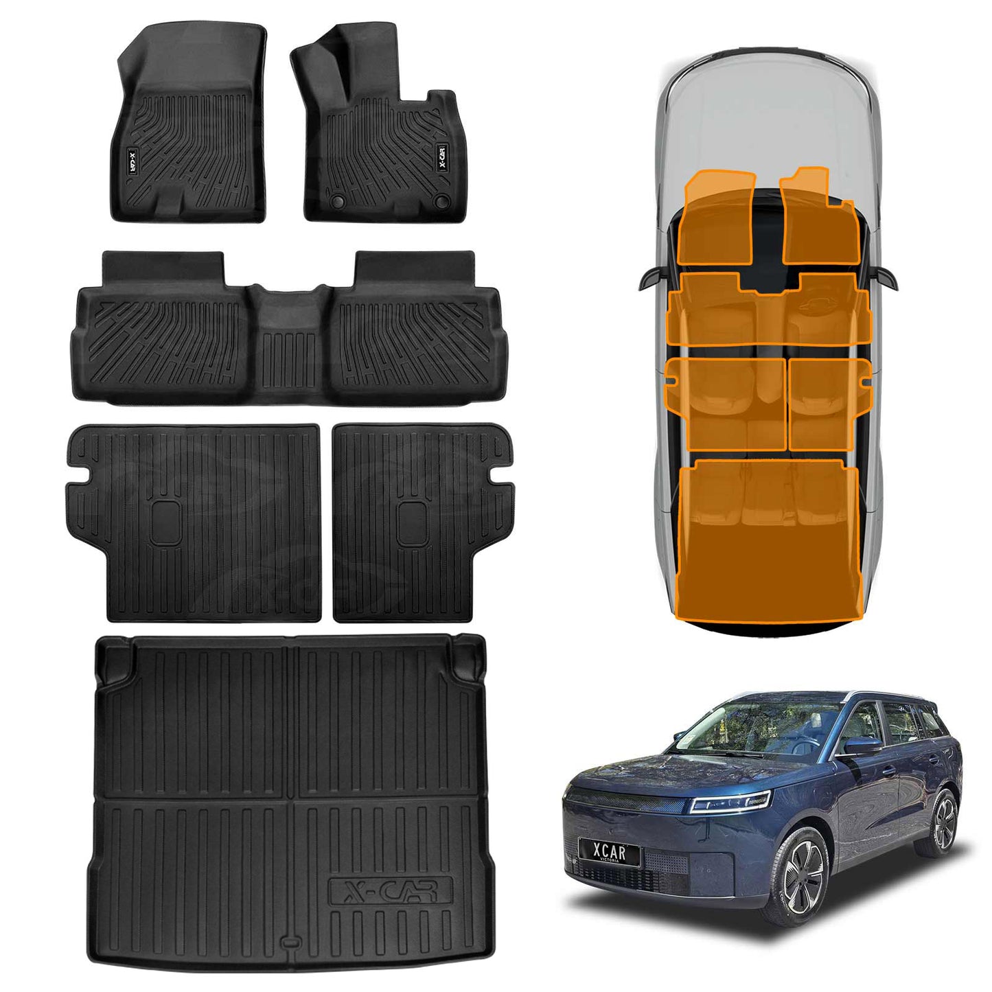 Floor Mats Boot Liner Set for Jaecoo J5 EV Petrol 2025-Onwards All Weather Car Trunk Cargo Kick Back Seat Cover