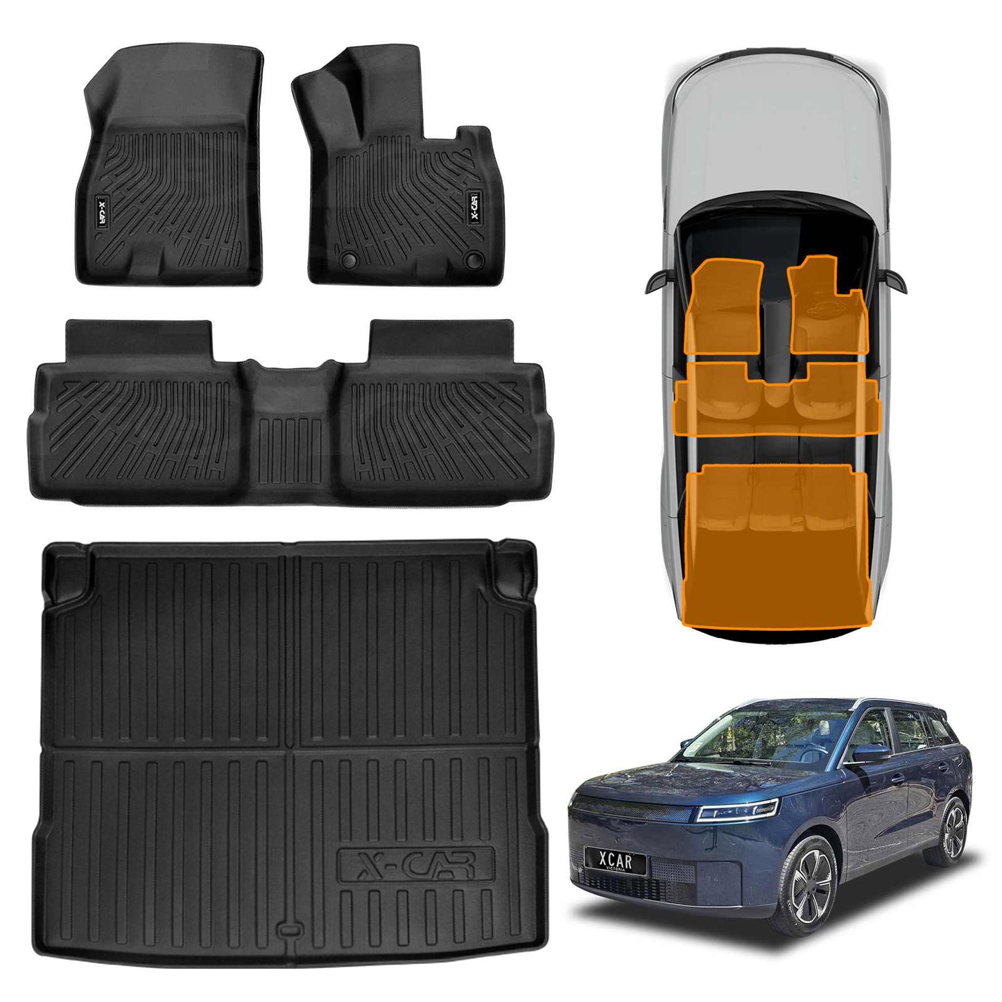 3D Floor Mats Boot Liner Set for Jaecoo J5 EV Petrol 2025-Onwards All Weather Heavy Duty Cargo Car Trunk Luggage Tray