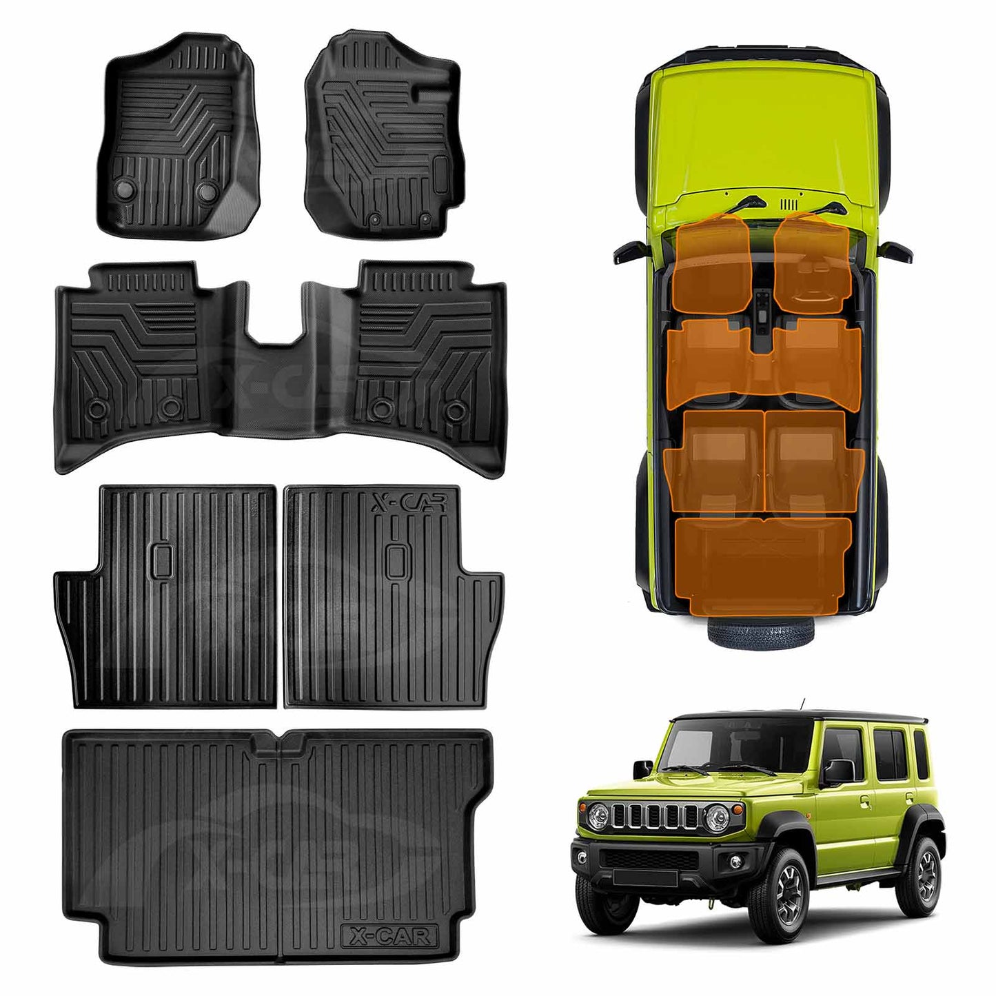 Floor Mat Boot Liner Back Seat Protector for Suzuki Jimny XL 5-Door 2023-2025 Manual Transmission Heavy Duty Cargo Car Trunk Kick Mats Cover