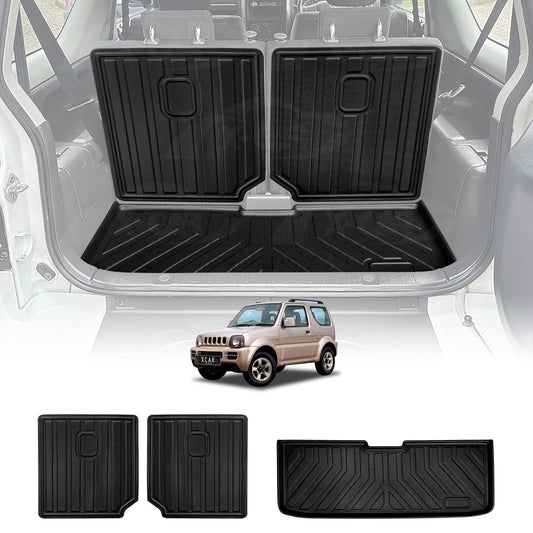 Boot Liner Kick Mats Set for Suzuki Jimny 3 Door 1998-2018 All Weather Heavy Duty Cargo Car Trunk Back Seat Protector