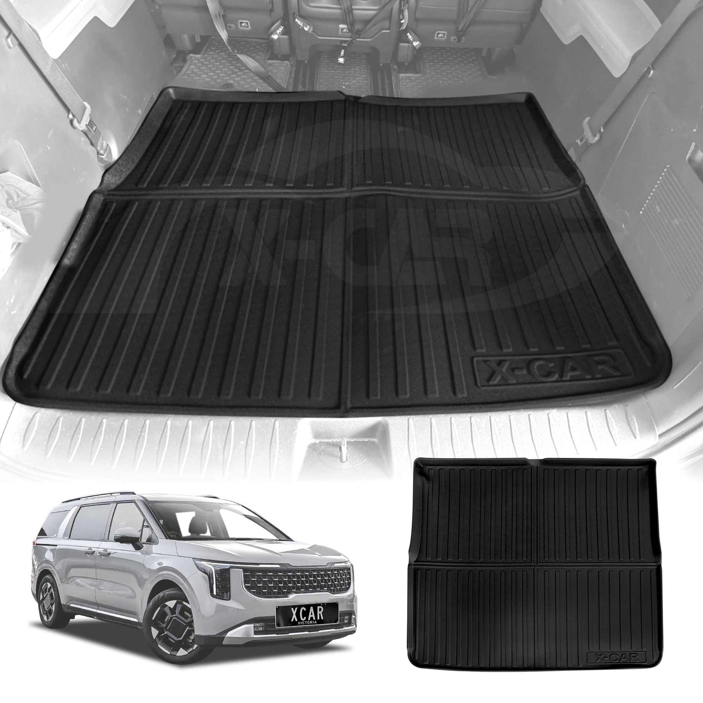 Boot Liner for Kia Carnival 2014-Onwards Heavy Duty Cargo Trunk Mat with Third Row Seats Folded