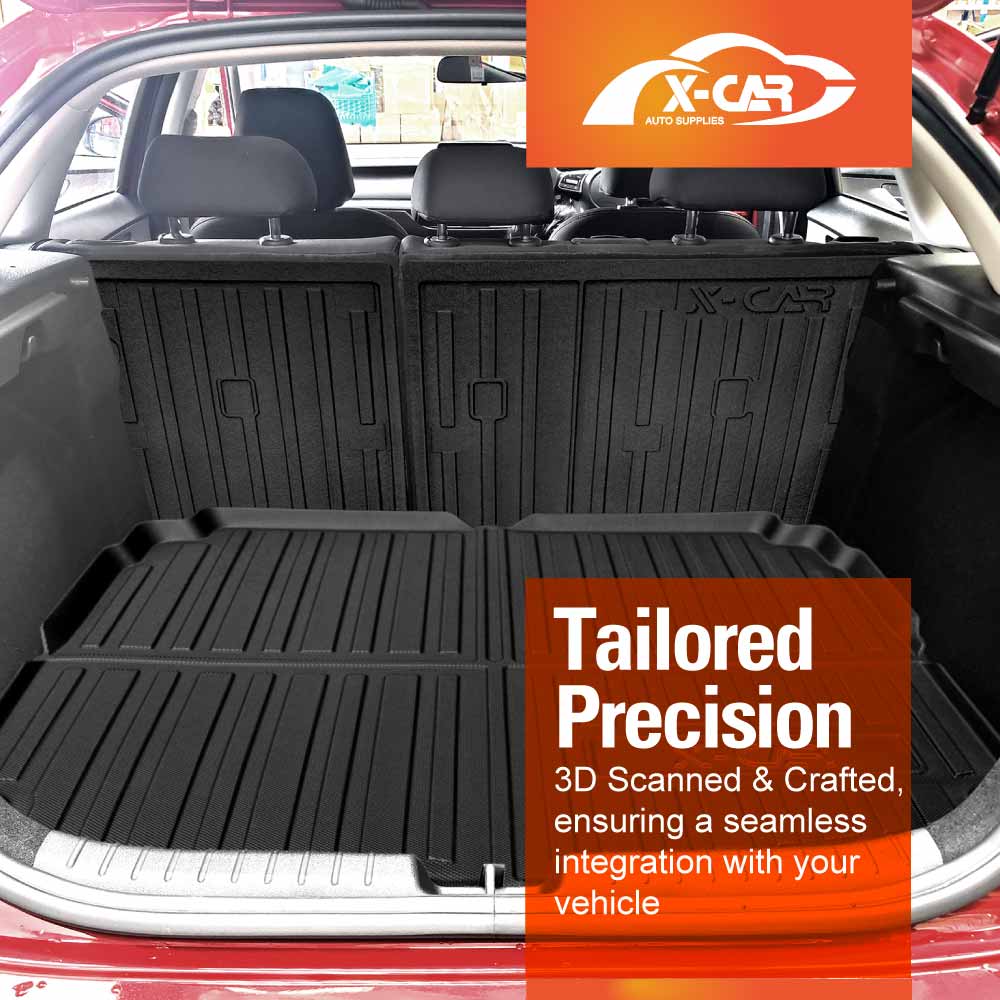 3D Floor Mats Boot Liner Set for Kia Cerato Hatch 2018-2024 All Weather Heavy Duty Cargo Kick Mats Back Seat Protector Cover