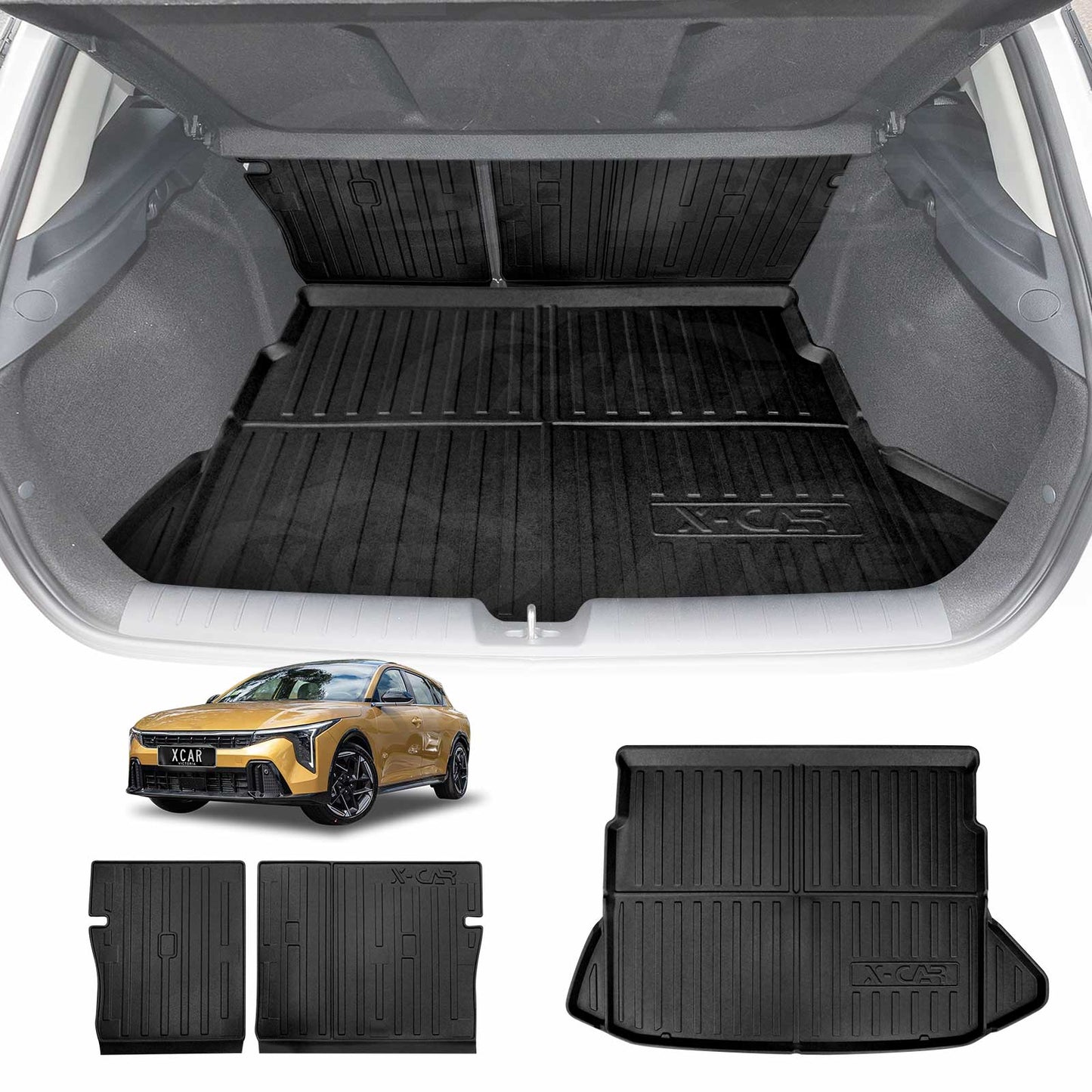 Boot Liner Back Seat Protector for Kia K4 Hatch 2024-Onwards Without Subwoofer All Weather Heavy Duty Cargo Car Trunk Kick Mats
