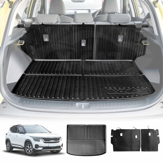 Boot Liner Back Seat Protector Combo for Kia Seltos 2022-2025 Heavy Duty Car Kick Mats Cover Cargo Trunk Mat