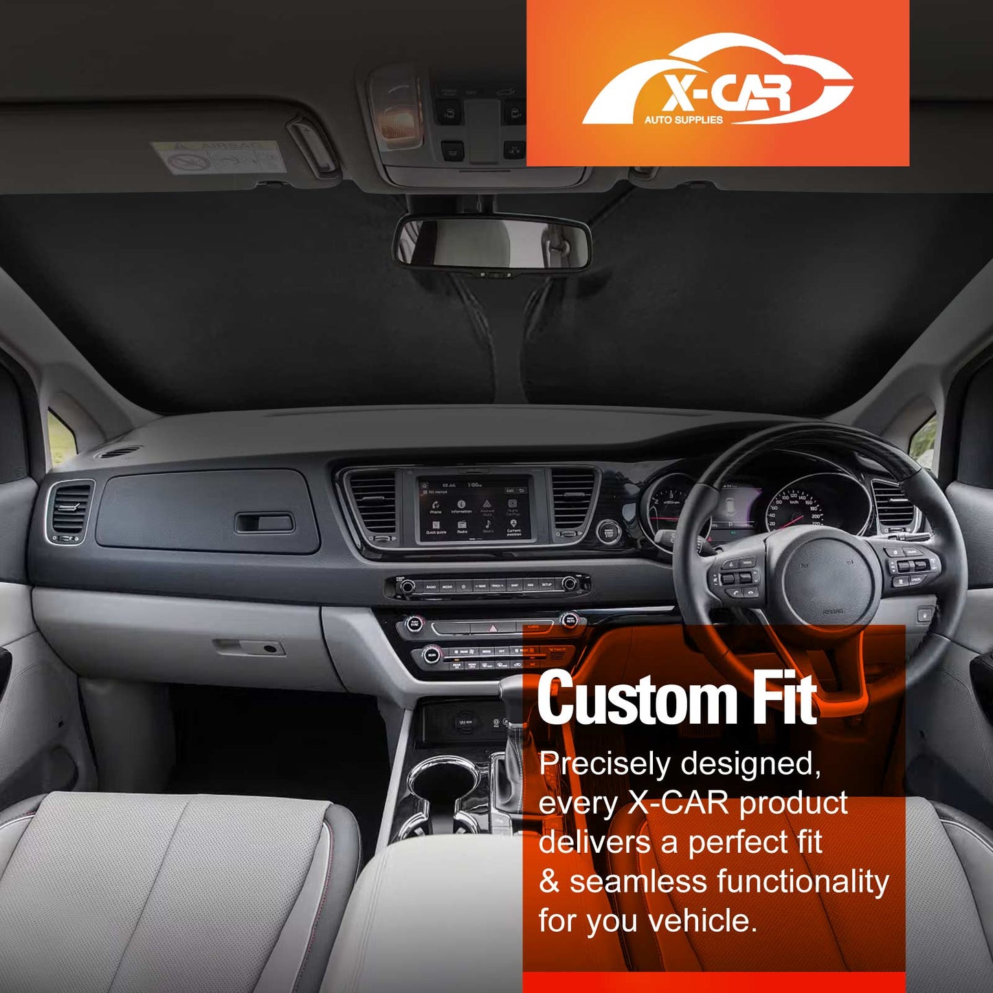 WindScreen Sun Shade for Kia Carnival 2015-2020 Blocks UV Rays Foldable Custom Sun Visor Protector