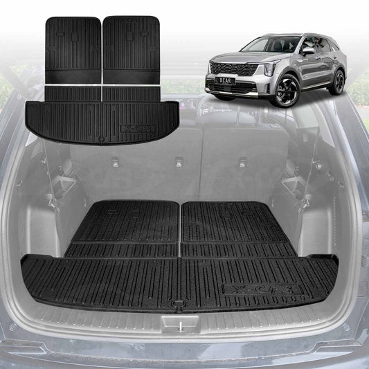 Boot Liners for Kia Sorento 2020-Onwards All Weather Heavy Duty Cargo Trunk Mat Luggage Tray Car Accessories 3-Pcs Version