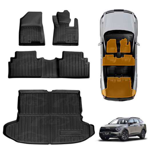 3D Floor Mats Boot Liner Set for Kia Sportage 2021-Onwards All Weather Heavy Duty Cargo Car Trunk Luggage Tray