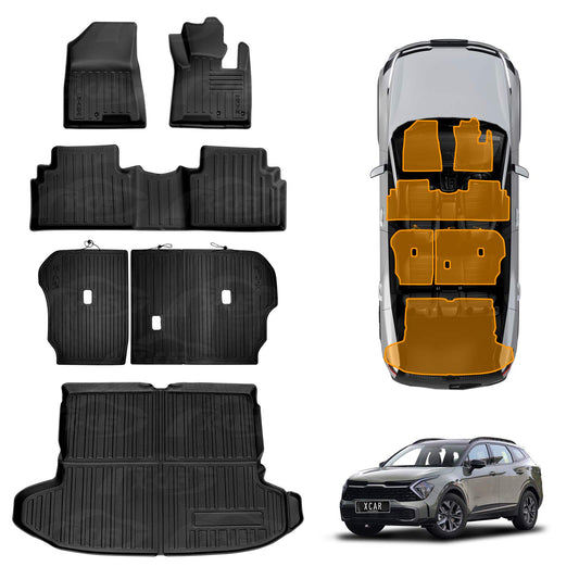 Floor Car Mats Seat Back Kick Cargo Boot Liner Set for Kia Sportage 2021-Onwards Heavy Duty Car Seats Kick Mats Cover