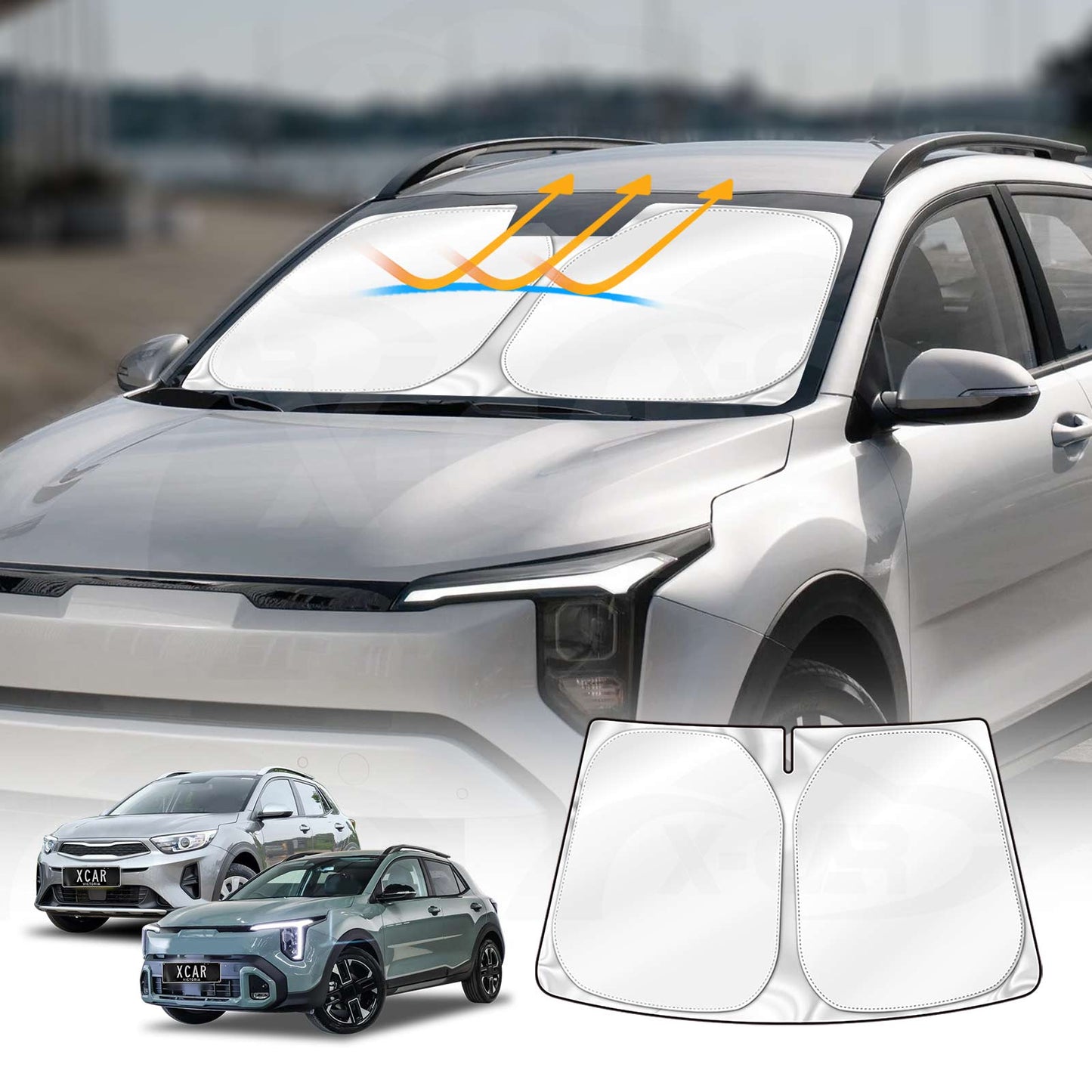 WindScreen Sun Shade for Kia Stonic 2020-Onwards Blocks UV Rays Foldable Custom Wind Screen Sun Visor Protector