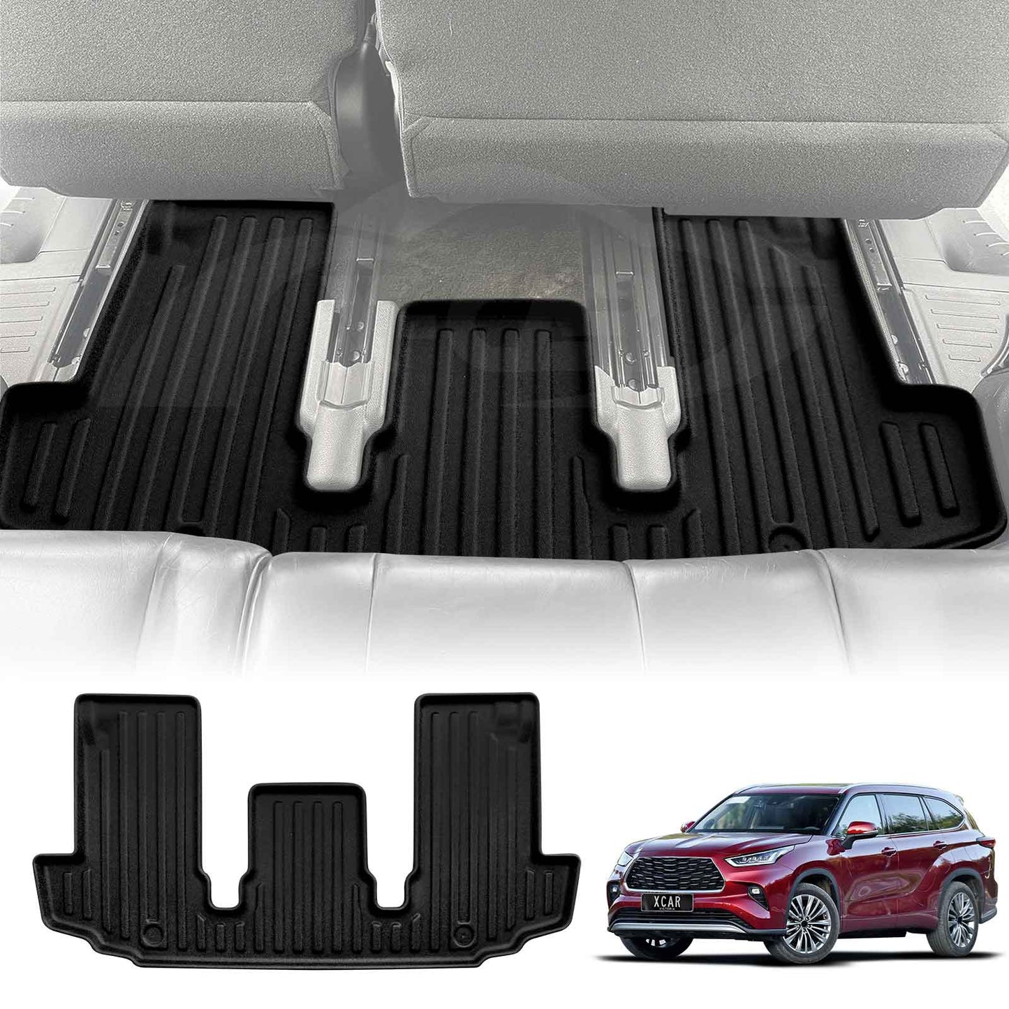 3D Third Row Seat Floor Mat for Toyota Kluger 2021-2025 Heavy Duty All Weather Car Mats Carpet Liner