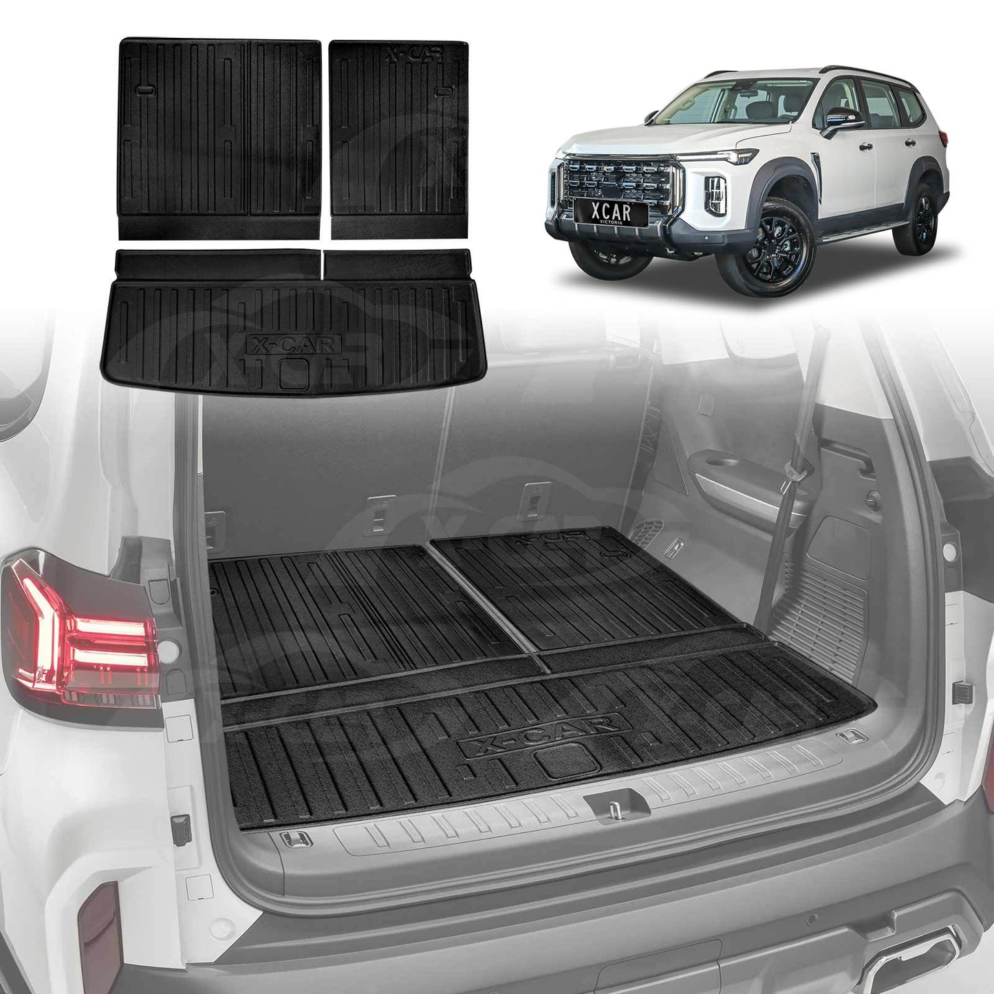 Boot Liners for LDV D90 2025-Onwards Heavy Duty All Weather Cargo Trunk Mat Luggage Tray 3 Pcs Version