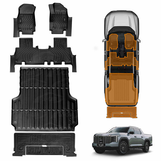 3D Floor Mats Tub Liner for LDV Terron 9 Dual Cab 2025-Onwards All Weather Heavy Duty Cargo Car Trunk Tailgate Ute Protector Set