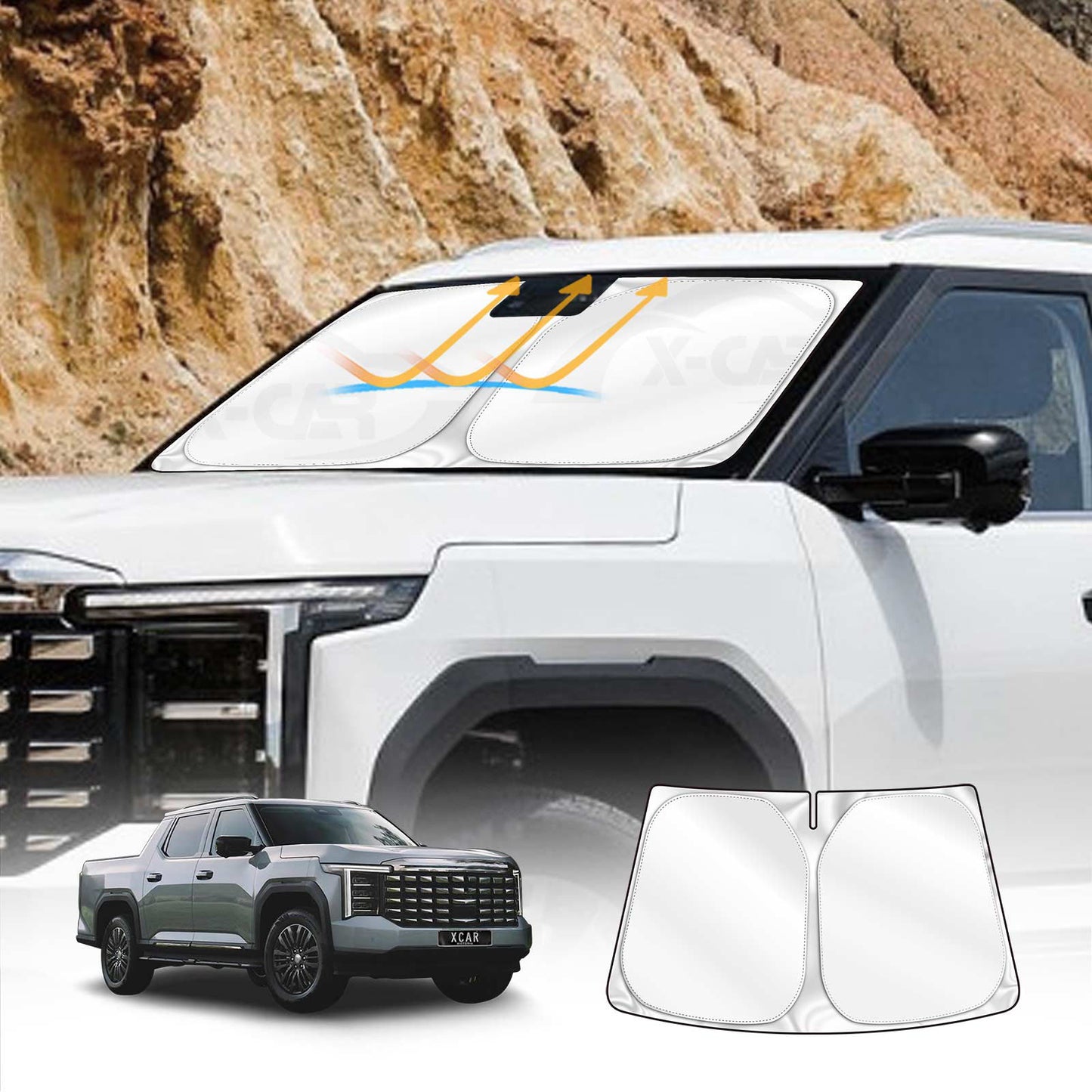WindScreen Sun Shade for LDV Terron 9 Dual Cab 2025-Onwards Blocks UV Rays Sun Visor Protector Foldable Front Sunshade