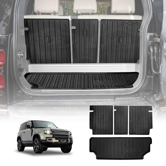 Boot Liner Kick Mats Set for Land Rover Defender 90 2021-Onwards All Weather Heavy Duty Cargo Car Trunk Back Seat Protector