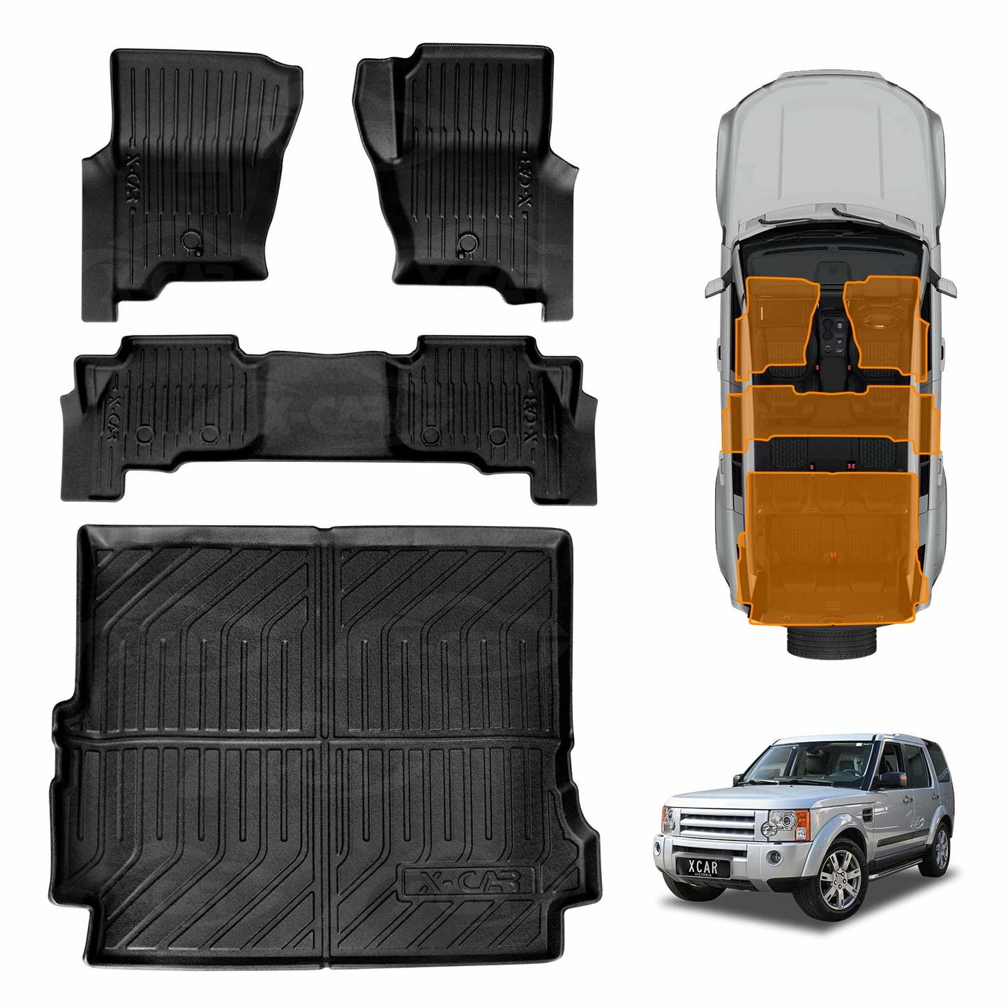 Front Rear Floor Mats Boot Liner for Land Rover Discovery & Discovery 3 4 D3 D4 2005-2016 All Weather Heavy Duty Cargo Car Trunk Luggage Tray