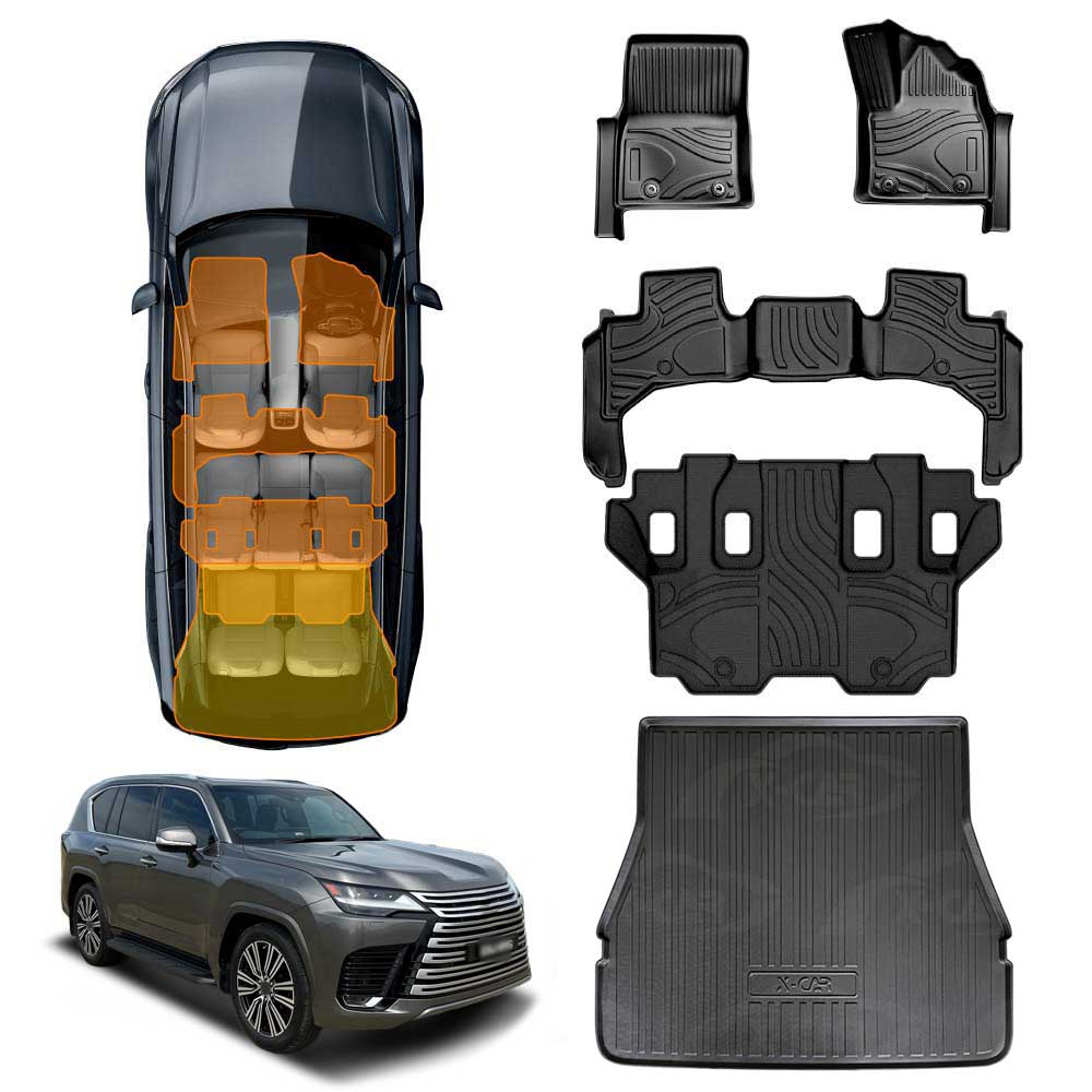 3D Floor Mats Boot Liner for Lexus LX Series LX500d LX600 2021-Onwards All Weather Heavy Duty Cargo Car Trunk Luggage Tray