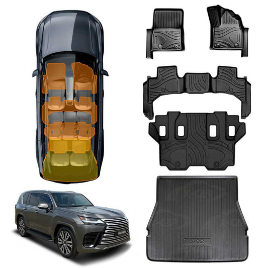 3D Floor Mats Boot Liner for Lexus LX Series LX500d LX600 2021-Onwards All Weather Heavy Duty Cargo Car Trunk Luggage Tray