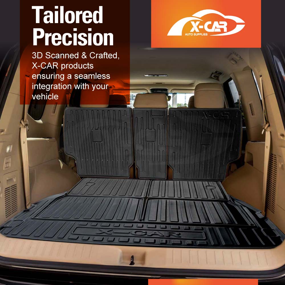 Boot Liners Kick Mats Set for Lexus LX Series LX500d LX600 2021-Onwards 7 Seater Heavy Duty Car Trunk Cargo Back Seat Protector