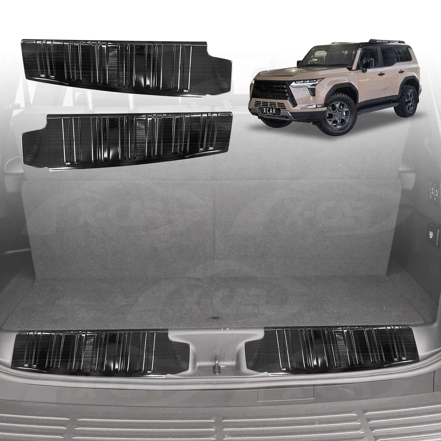 Rear Bumper Guard Trims for Lexus GX550 GX 550 7 Seater 2024-Onwards Black Boot Trunk Step Panel Protector Plate Accessories Set of 2