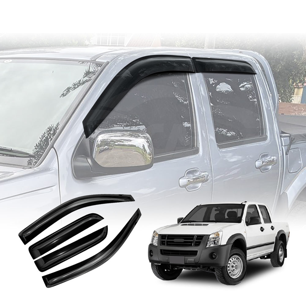 Weathershields for Isuzu D-MAX Dual Cab 2008-2012 Car Weather Shields Wind Deflectors Window Sun Visor 4-Piece Set