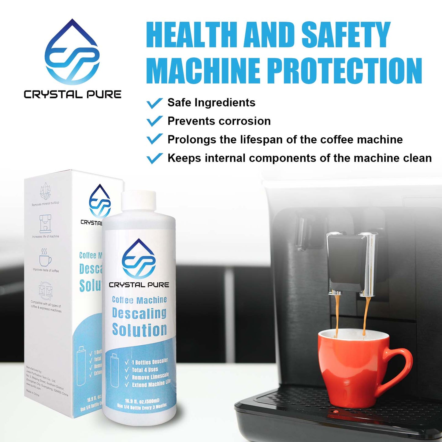500ml Liquid Descaler Cleaner Descale Descaling Solution for Breville Gaggia Saeco Delonghi Jura Sunbeam Espresso Coffee Machine