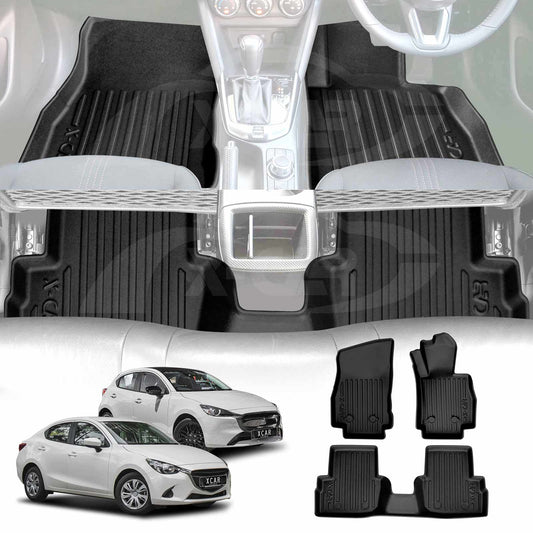 3D Floor Mats for Mazda 2 Hatch & Sedan 2014-Onwards DJ/DL Series Heavy Duty All Weather Car Mats Carpet Liner Set
