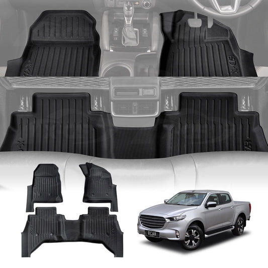3D Floor Mats for Mazda BT-50 BT50 Dual Cab TF Series 2020-Onwards Heavy Duty All Weather Car Mats Carpet Liner Set Car Accessories