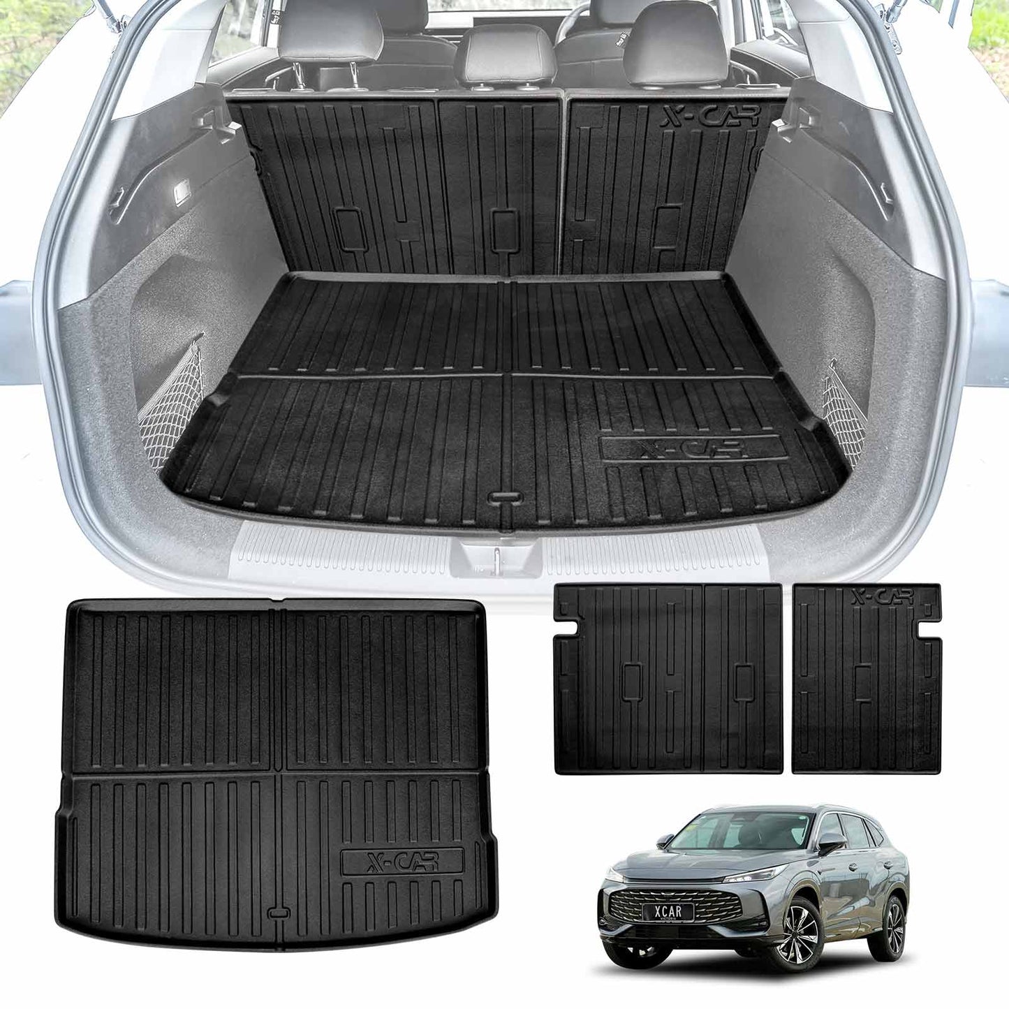 Boot Liner Set for MG HS AS33 2024-Onwards All Weather Heavy Duty Car Trunk Back Seat Protector Cargo Kick Mats