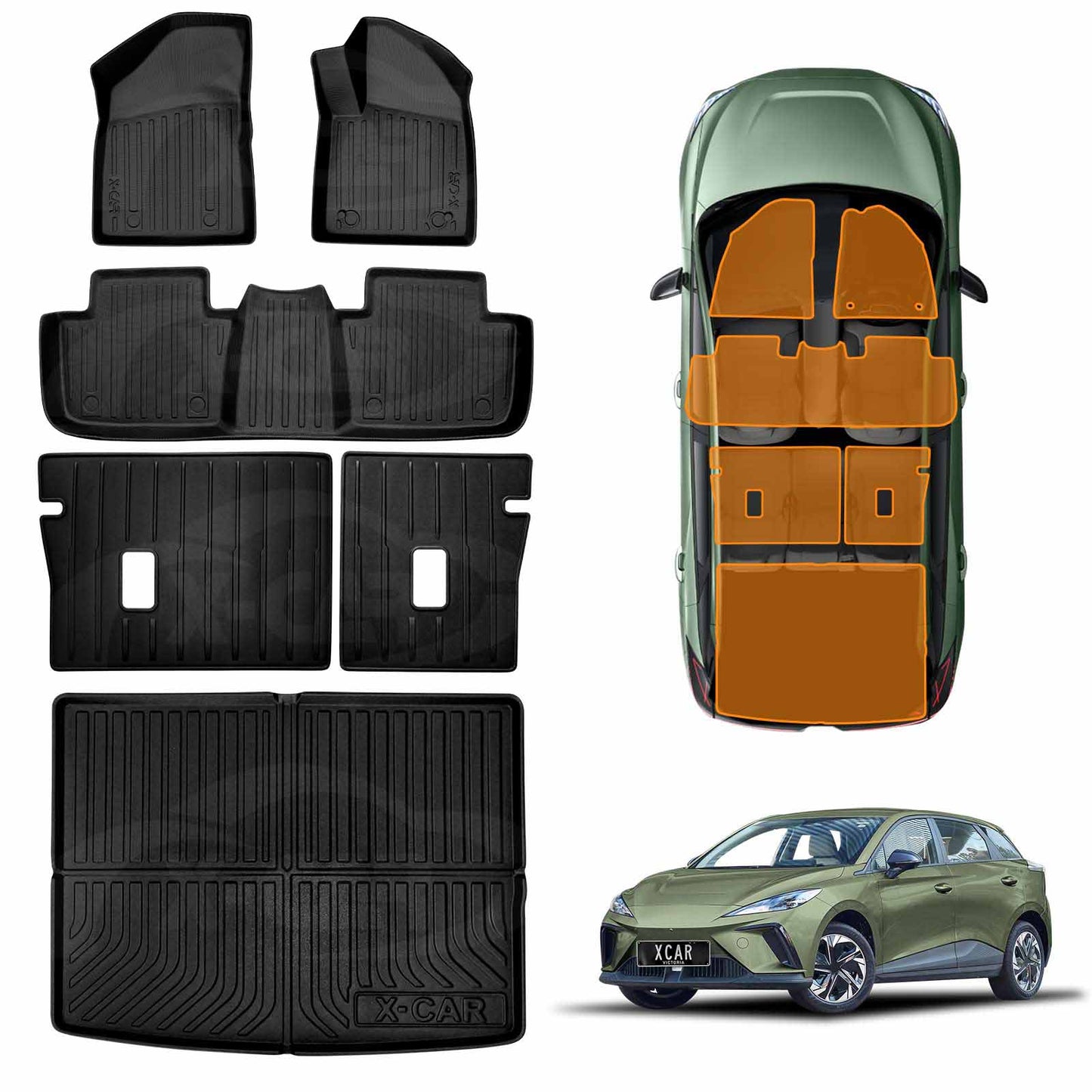 Floor Mats Boot Liner Set for MG MG4 2023-2025 All Weather Heavy Duty Cargo Kick Mats Back Seat Protector Cover