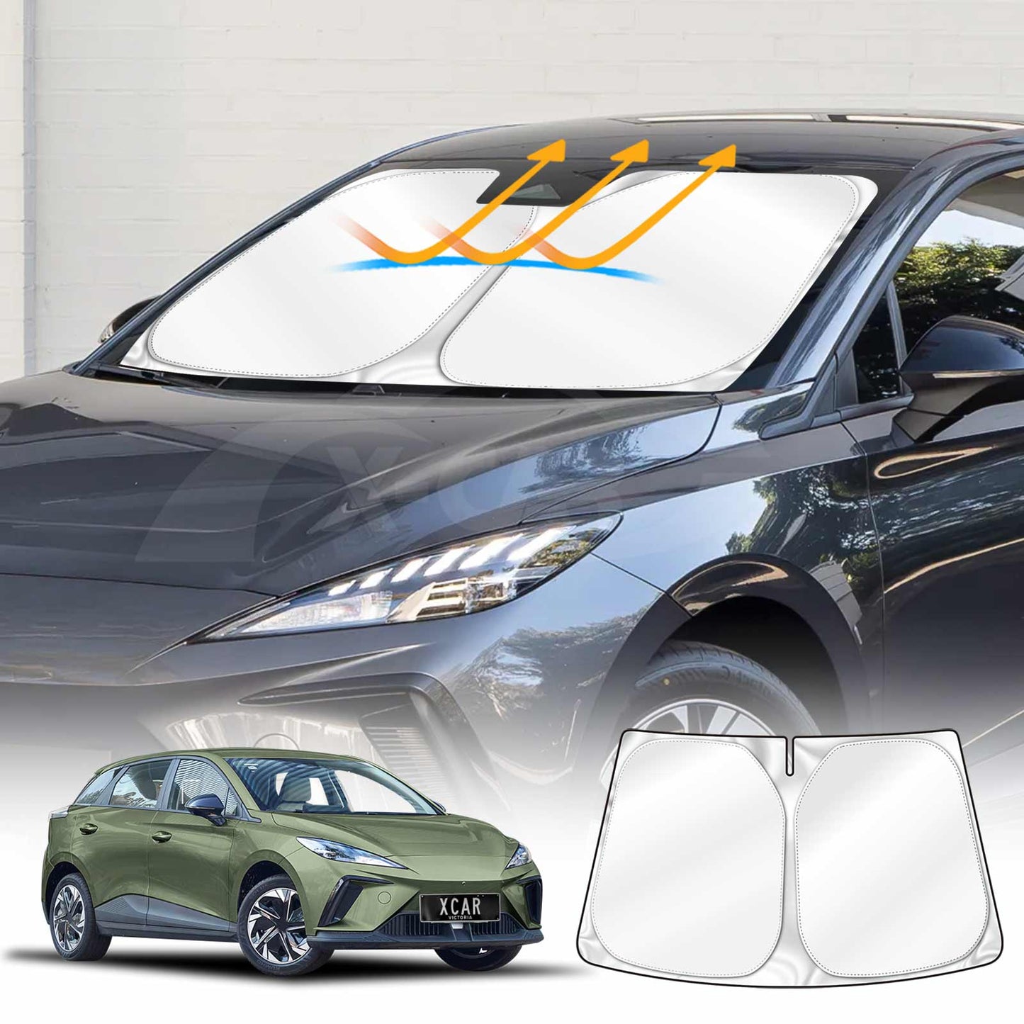 Windshield Sun Shade for MG MG4 2023-2025 Blocks UV Rays Foldable Custom Wind Screen Sun Visor Protector