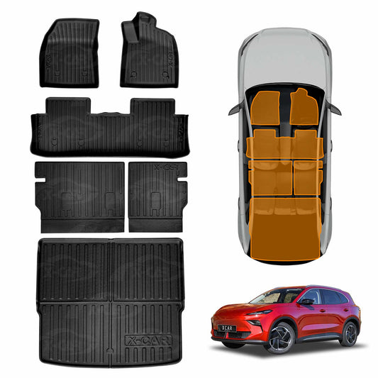 3D Floor Mats Boot Liner Set for MG MGS5 EV 2025-Onwards All Weather Heavy Duty Cargo Kick Mats Back Seat Protector Cover