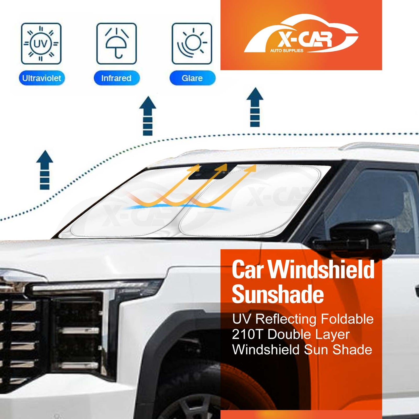 WindScreen Sun Shade for MG MGU9 Dual Cab 2025-Onwards Blocks UV Rays Sun Visor Protector Foldable Front Sunshade