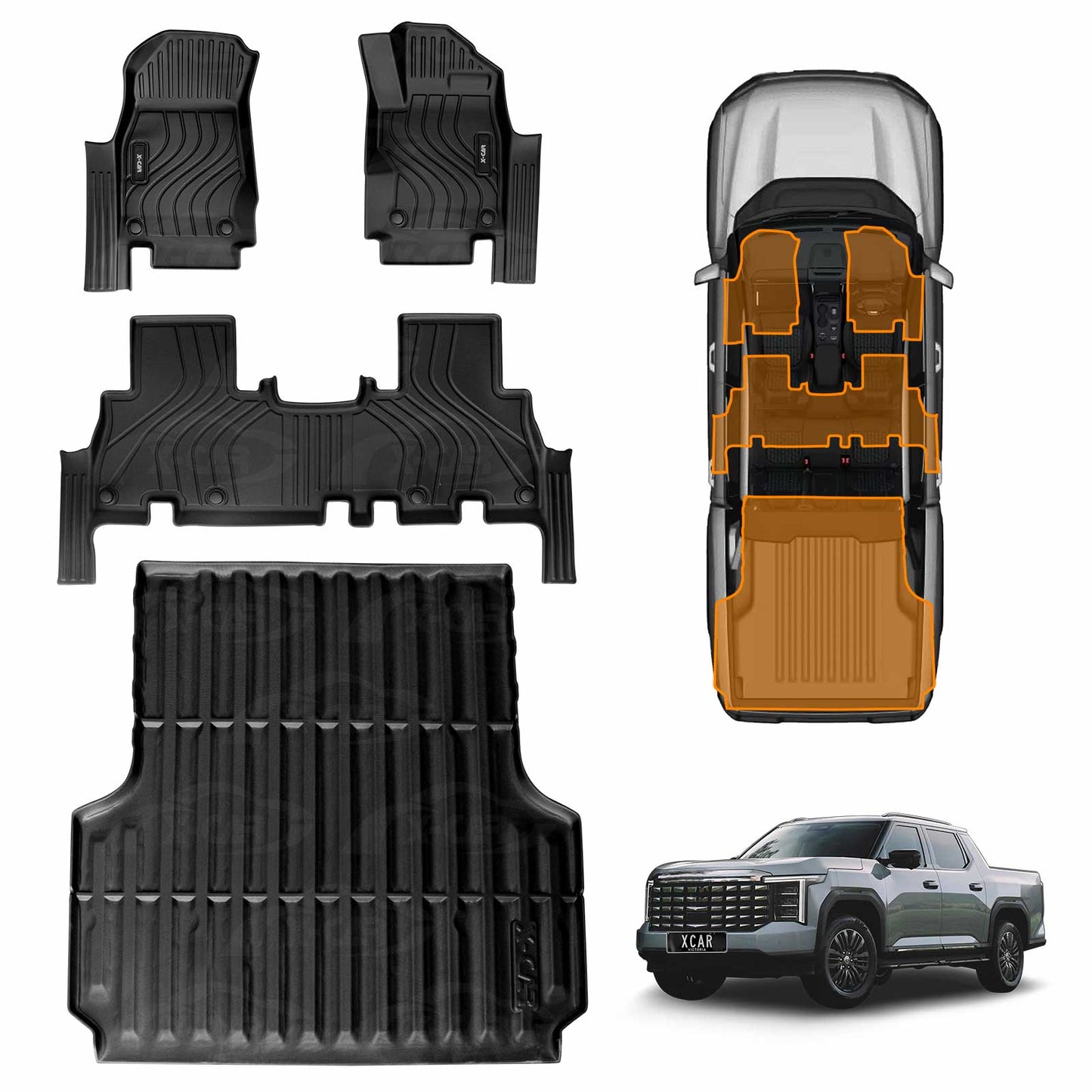 3D Floor Mats Tub Liner for MG MGU9 Dual Cab 2025-Onwards All Weather Heavy Duty Cargo Car Trunk Luggage Tray