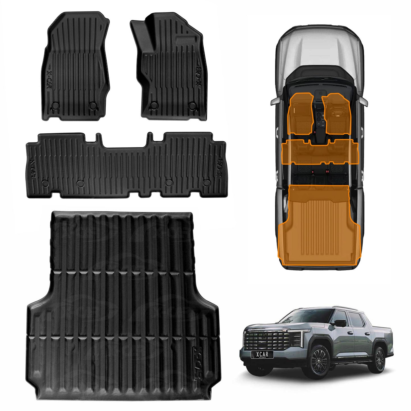3D Floor Mats Tub Liner for MG MGU9 Dual Cab 2025-Onwards All Weather Heavy Duty Cargo Car Trunk Luggage Tray
