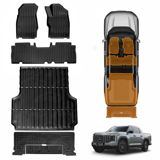 3D Floor Mats Tub Liner for MG MGU9 Dual Cab 2025-Onwards All Weather Heavy Duty Cargo Car Trunk Tailgate Ute Protector Set