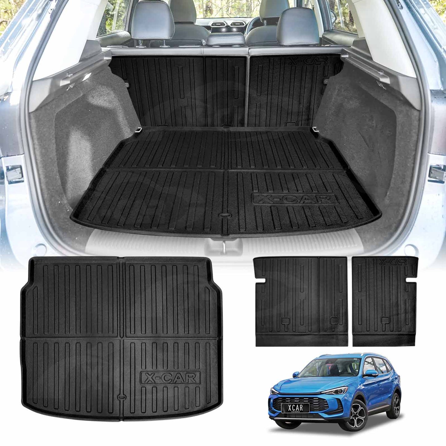 Boot Liner Set for MG ZS 2024-Onwards All Weather Heavy Duty Car Trunk Back Seat Protector Cargo Kick Mats