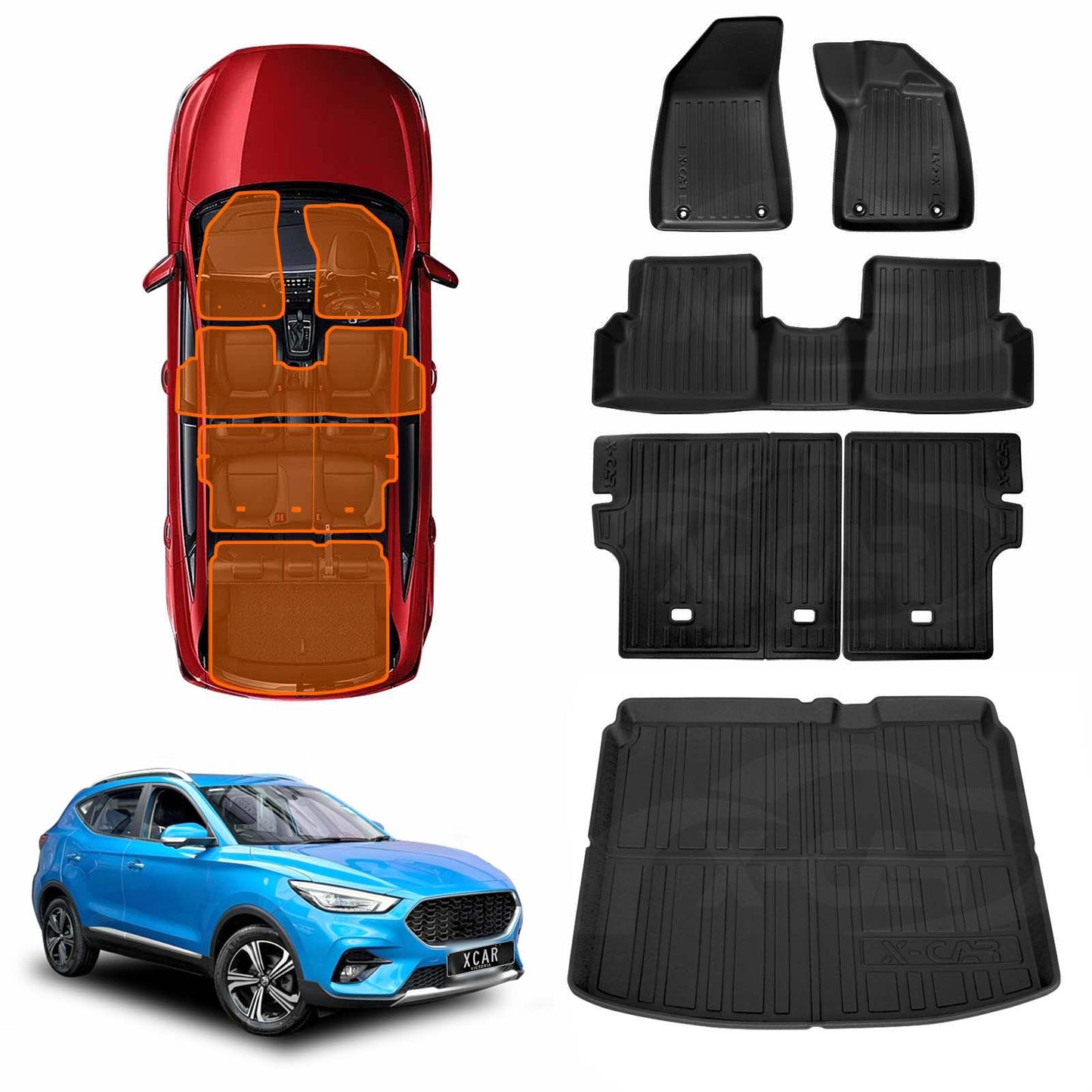 3D Floor Mats Boot Liner Set for MG ZST 2018-2025 All Weather Heavy Duty Cargo Kick Mats Back Seat Protector Cover