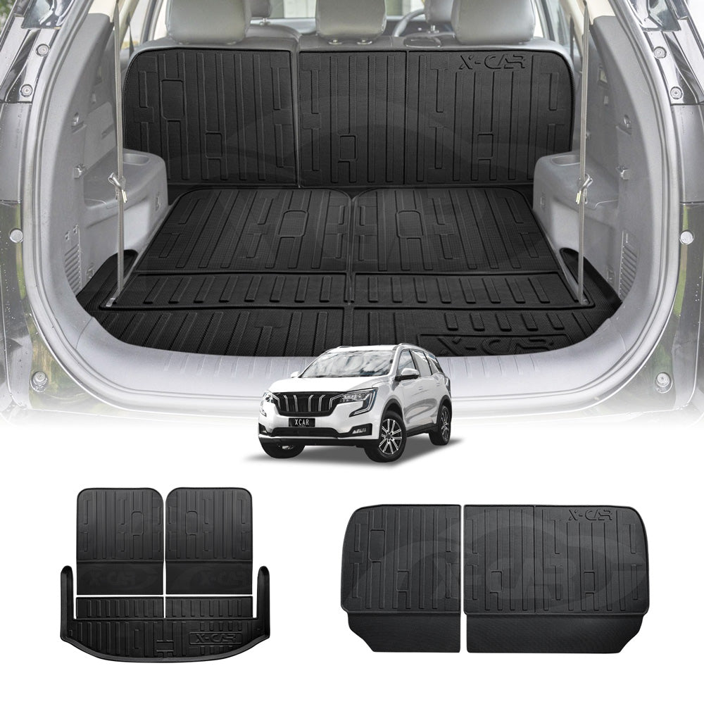Boot Liners Kick Mats Set for Mahindra XUV700 2023-Onwards All Weather Heavy Duty Cargo Car Trunk Back Seat Protector
