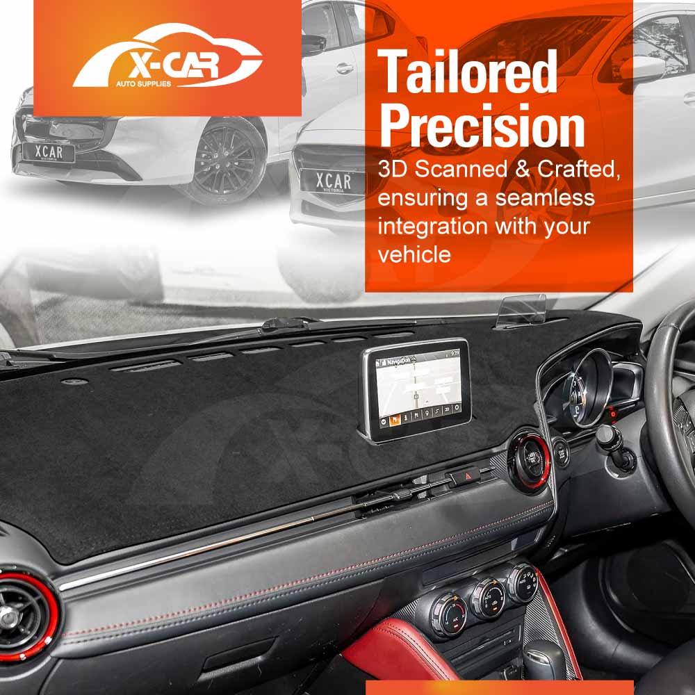 Dash Mat for Mazda 2 DJ/DL Series Hatch & Sedan With HUD 2014-Onwards Non-Slip Microfiber Pad Interior Accessories