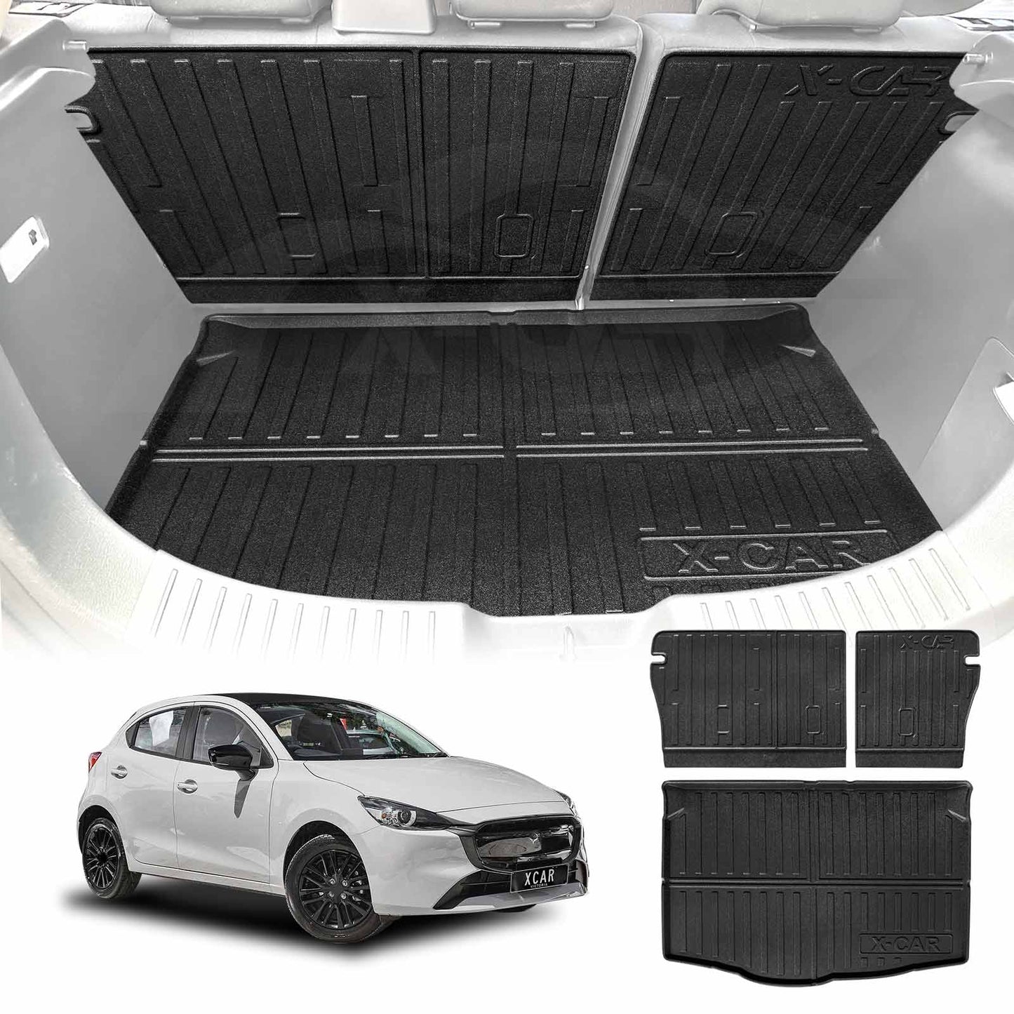 Boot Liner Back Seat Protector for Mazda 2 Hatch 2014-Onwards DJ Series All Weather Heavy Duty Cargo Car Trunk Kick Mats