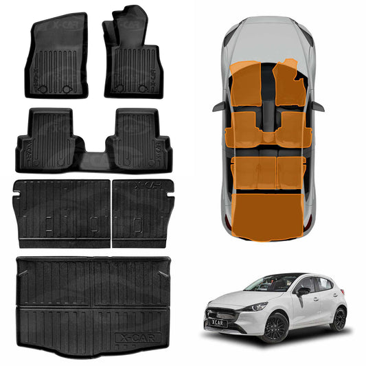 3D Floor Mats Boot Liner for Mazda 2 Hatch 2014-Onwards DJ Series All Weather Heavy Duty Cargo Car Trunk Luggage Tray