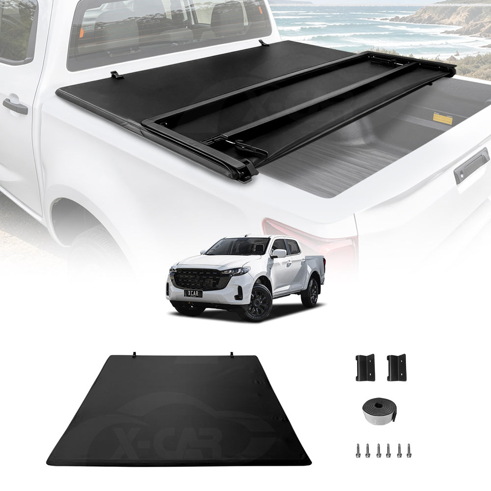 Soft Tonneau Cover for Mazda BT-50 BT50 Dual Cab TF Series 2020-Onwards Heavy Duty Tri-Fold Ute Tub Truck Cargo Bed Cover