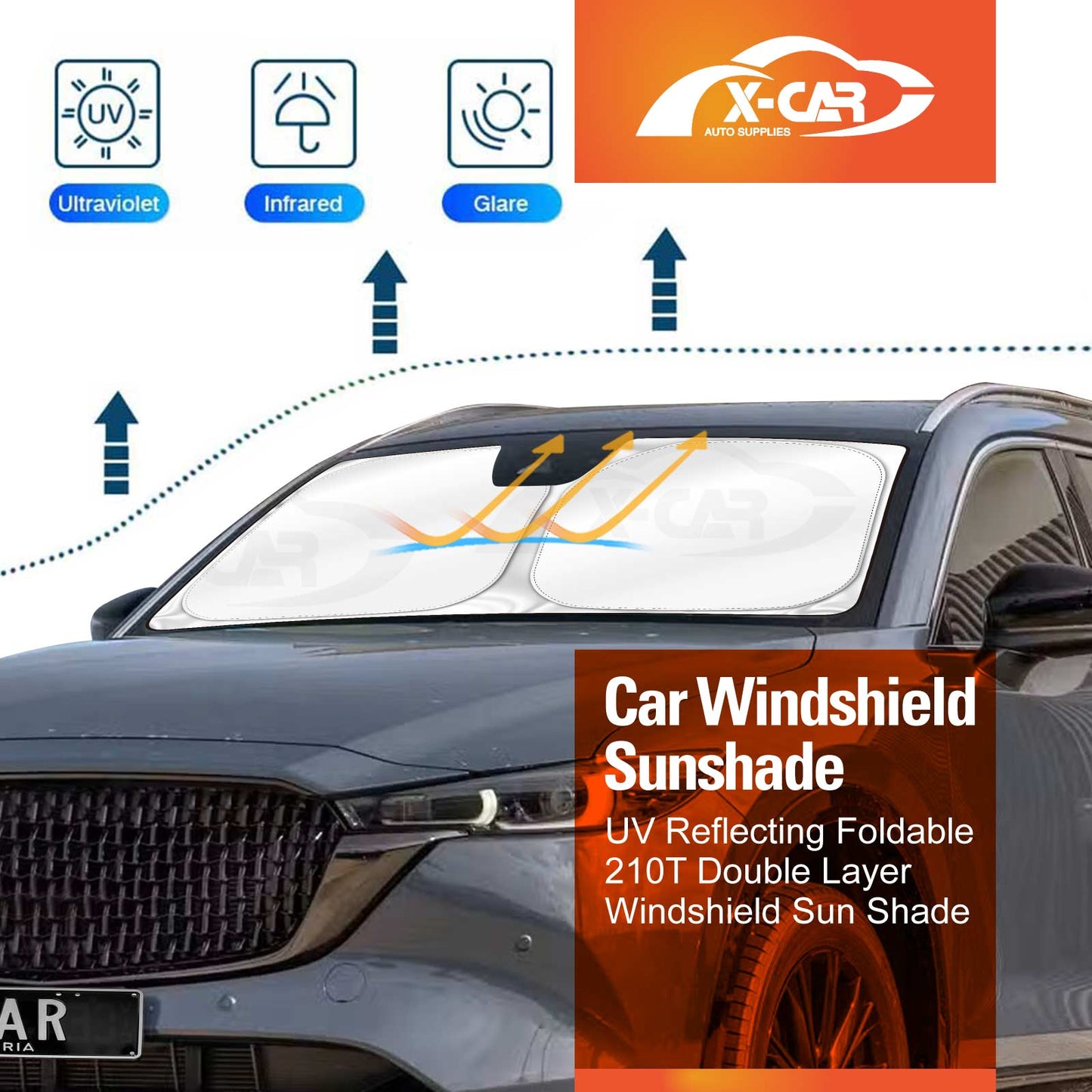 WindScreen Sun Shade for Mazda CX-8 CX8 SUV 2018 2019 2020 2021 2022 2023 2024 Blocks UV Rays Foldable Custom Sun Visor Protector