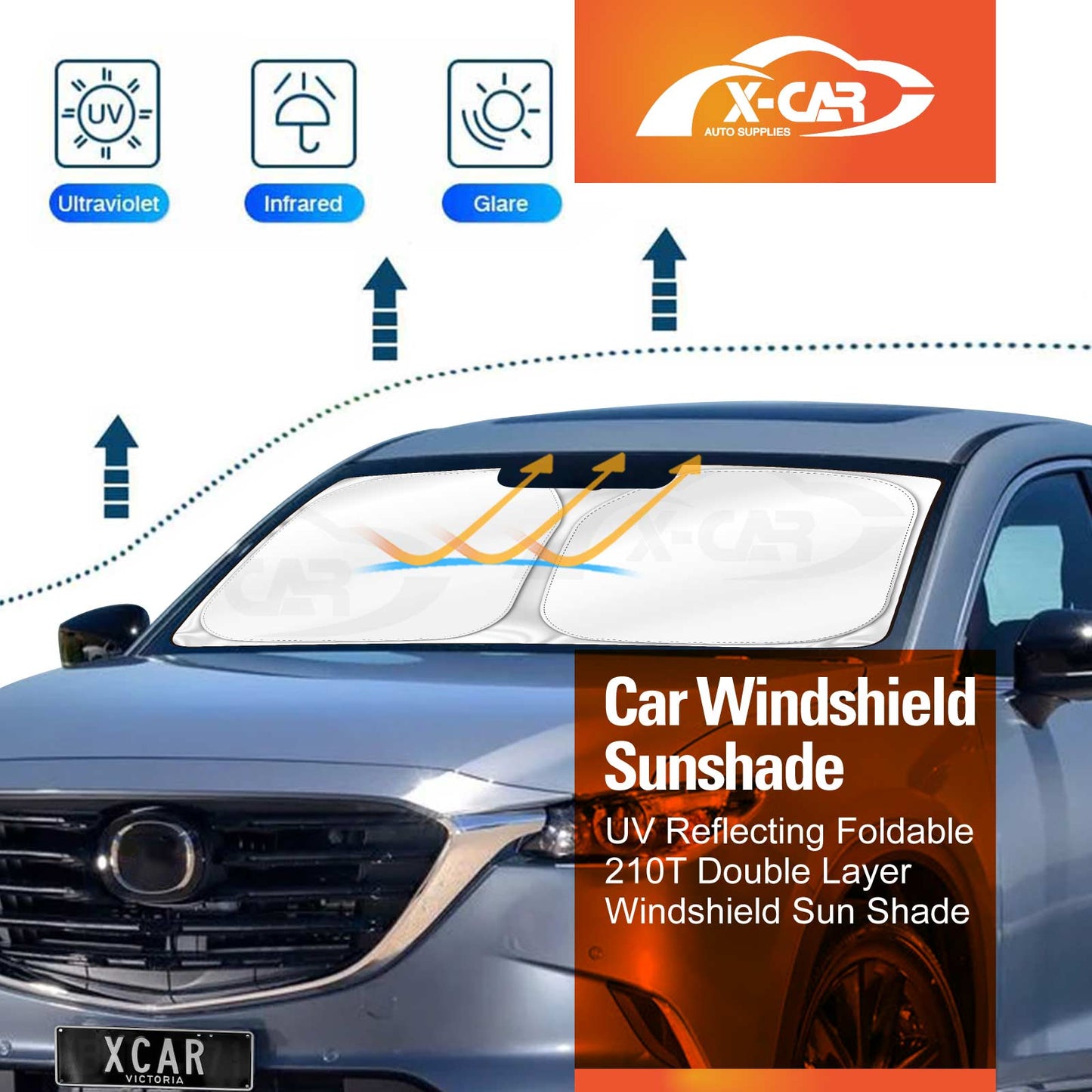 WindScreen Sun Shade for Mazda CX-9 2016-2024 Blocks UV Rays Foldable Custom Wind Screen Sun Visor Protector CX9 Accessories