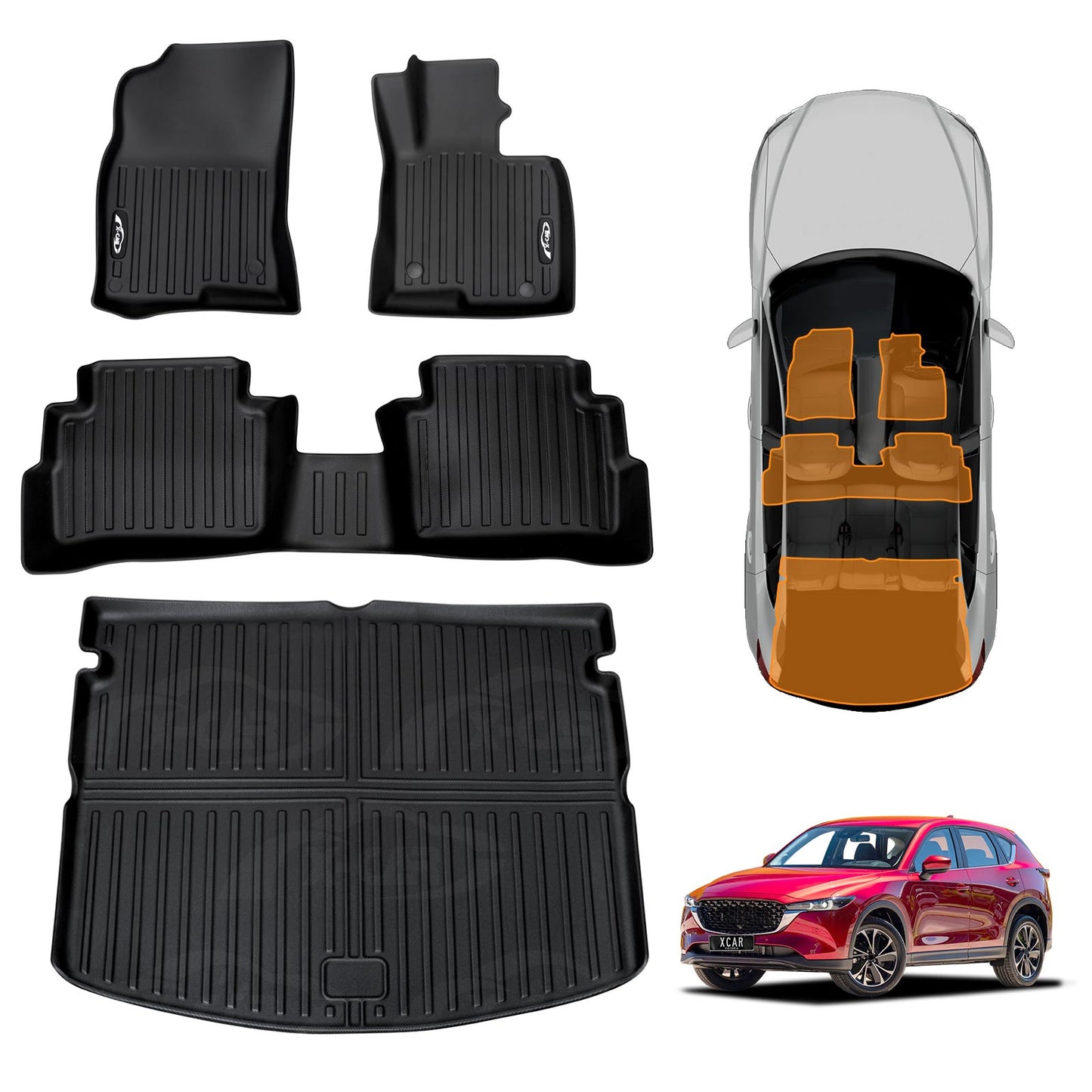 3D Floor Mats Boot Liner for Mazda CX5 CX-5 2022-2026 All Weather Heavy Duty Cargo Car Trunk Luggage Tray Acessories
