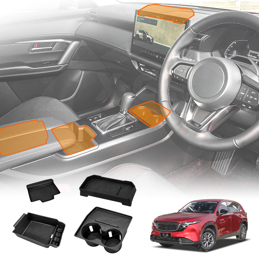 Dashboard Storage Tray Set for Mazda CX-5 CX5 KM Series 2026-Onwards Armrest Cup Holder Wireless Charger Pad Organiser