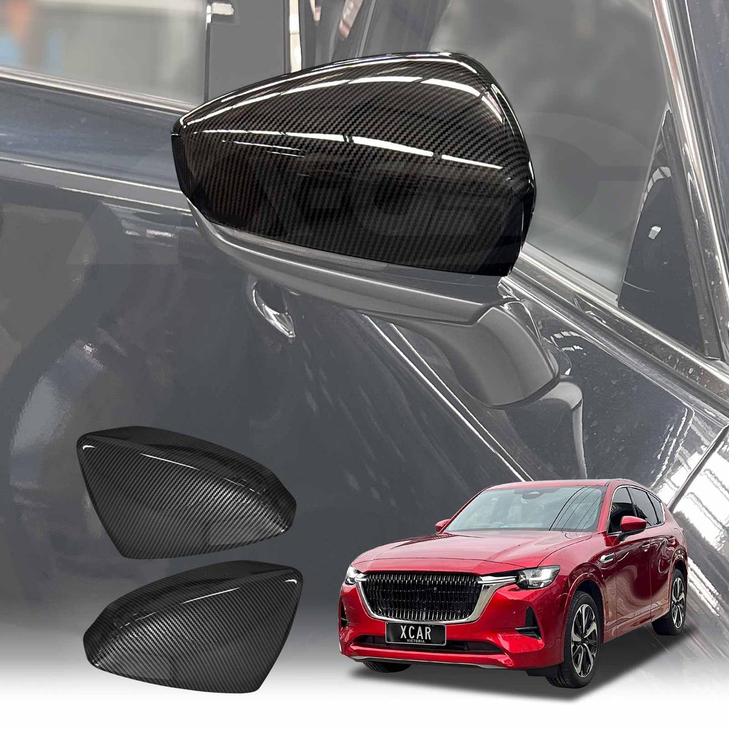 Rear View Mirror Trim Cover for Mazda CX-60 CX60 2023-Onwards Exterior Accessories Side Mirror Cap Carbon Fiber Style
