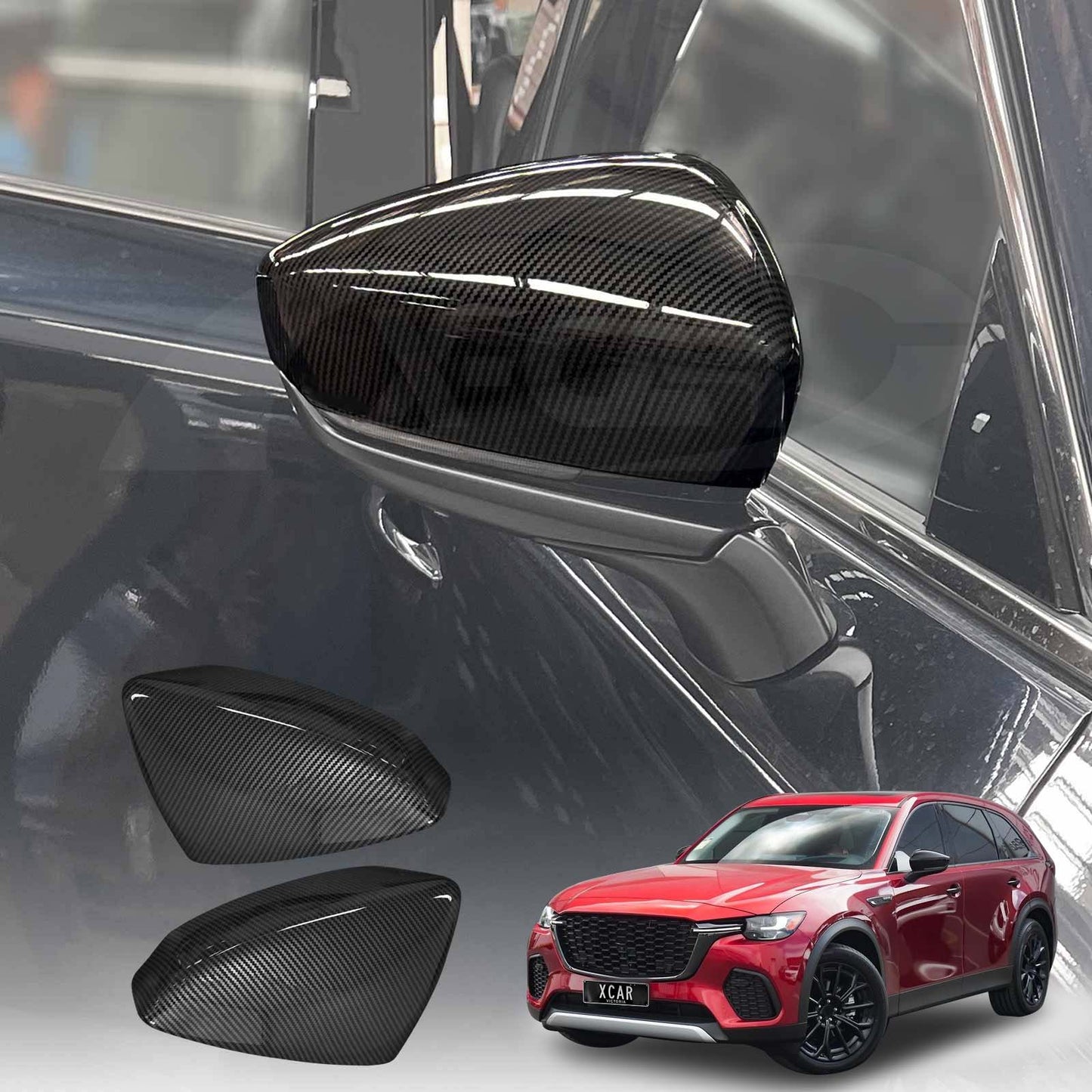 Rear View Mirror Trim Cover for Mazda CX-70 CX70 2024-Onwards Exterior Accessories Side Mirror Cap Carbon Fiber Style