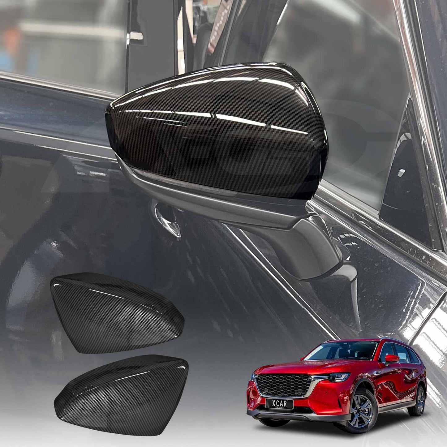 Rear View Mirror Trim Cover for Mazda CX-80 CX80 2024-Onwards Exterior Accessories Side Mirror Cap Carbon Fiber Style
